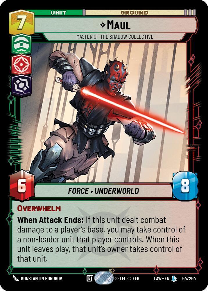 Star Wars: Unlimited A Lawless Time Maul - Master of the Shadow Collective 54/264 Legendary Near Mint