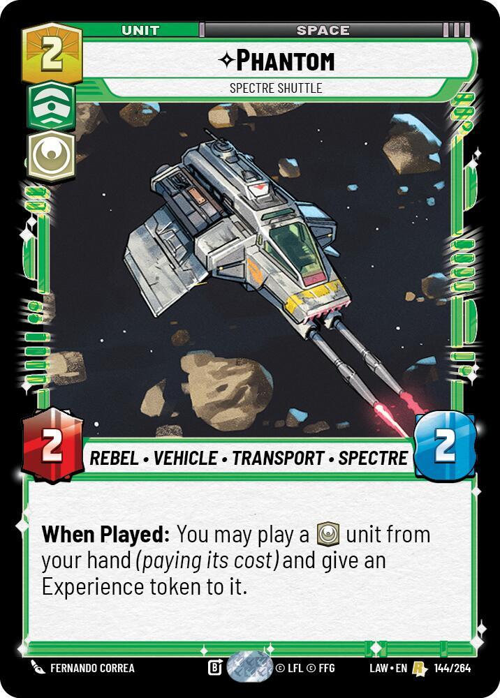 Star Wars: Unlimited A Lawless Time Phantom - Spectre Shuttle 144/264 Rare Near Mint