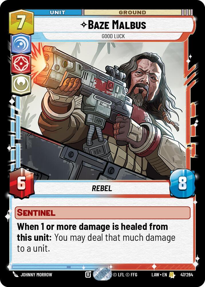 Star Wars: Unlimited A Lawless Time Baze Malbus - Good Luck 47/264 Rare Near Mint