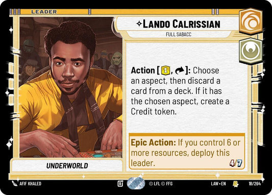 Star Wars: Unlimited A Lawless Time Lando Calrissian - Full Sabacc 18/264 Rare Near Mint