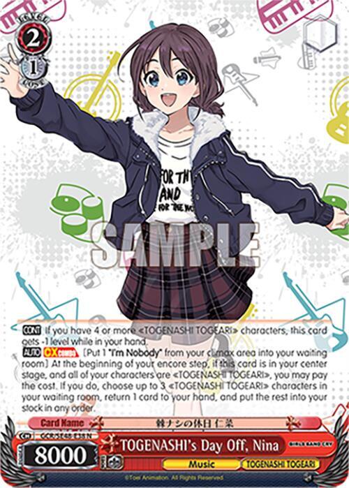 Weiss Schwarz Girls Band Cry Premium Booster TOGENASHI's Day Off, Nina GCR/SE48-E38 N Normal Near Mint