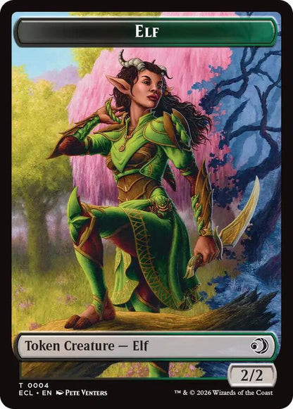 Magic Lorwyn Eclipsed Elf // Kithkin (0007) Double-Sided Token 4 // 7 T Near Mint