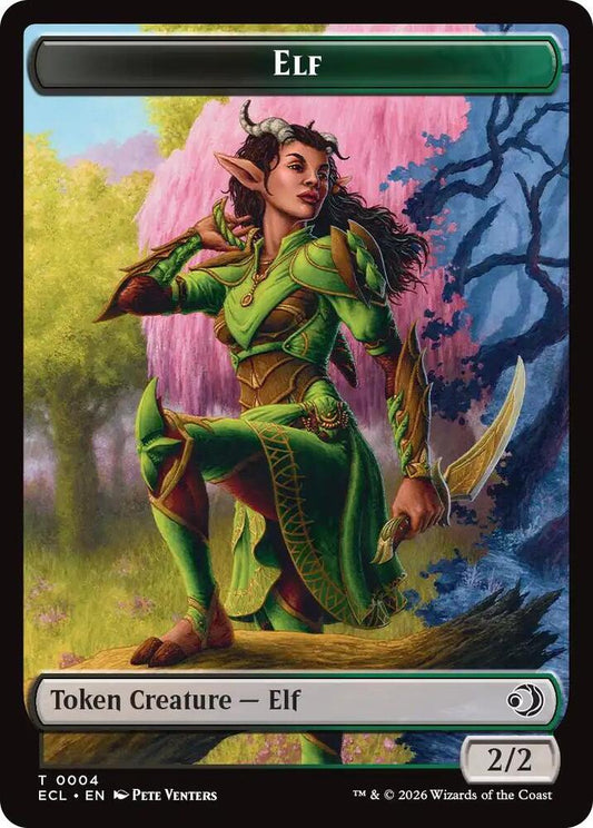 Magic Lorwyn Eclipsed Elf // Kithkin (0007) Double-Sided Token 4 // 7 T Near Mint