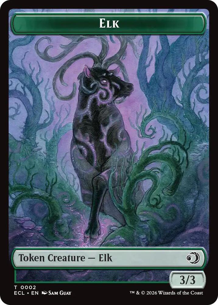 Magic Lorwyn Eclipsed Elk // Emblem - Oko, Shadowmoor Scion Double-Sided Token 2 // 12 T Near Mint