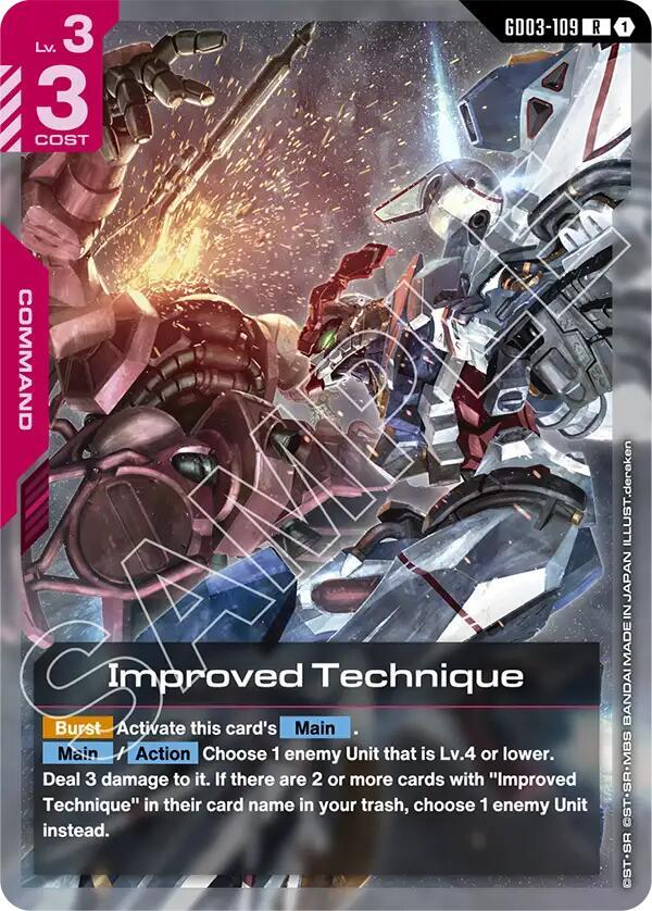 Gundam Card Game Steel Requiem Improved Technique GD03-109 Rare Near Mint Holofoil
