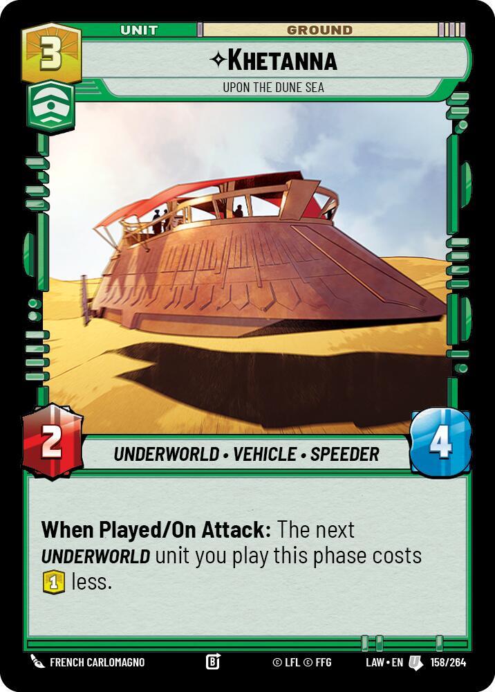 Star Wars: Unlimited A Lawless Time Khetanna - Upon the Dune Sea 158/264 Uncommon Near Mint