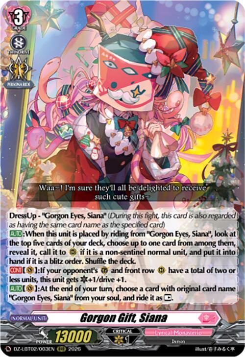 Cardfight Vanguard DZ-LBT02: Lyrical Monasterio Season of Wonders Gorgon Gift, Siana DZ-LBT02/003EN RRR Near Mint