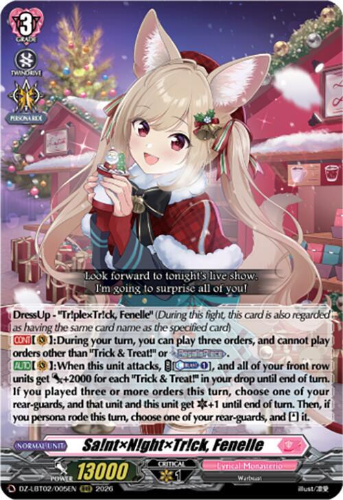 Cardfight Vanguard DZ-LBT02: Lyrical Monasterio Season of Wonders Sa!ntN!ghtTr!ck, Fenelle DZ-LBT02/005EN RRR Near Mint