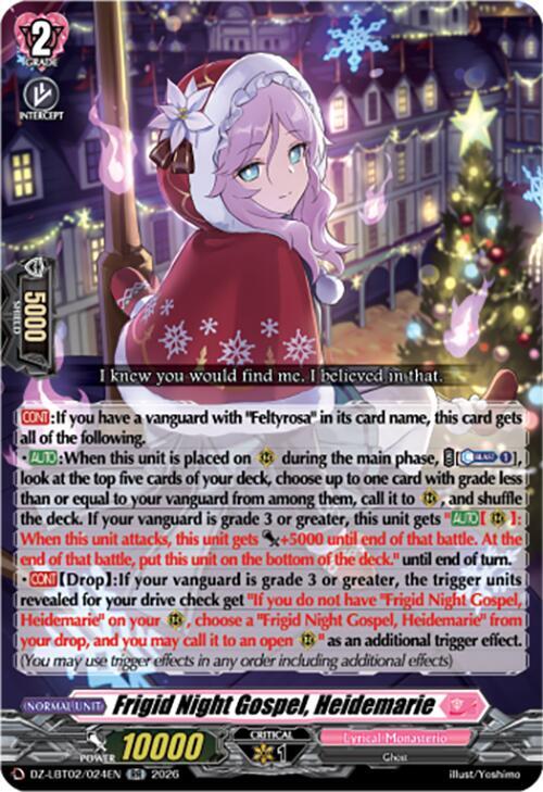 Cardfight Vanguard DZ-LBT02: Lyrical Monasterio Season of Wonders Frigid Night Gospel, Heidemarie DZ-LBT02/024EN RR Near Mint