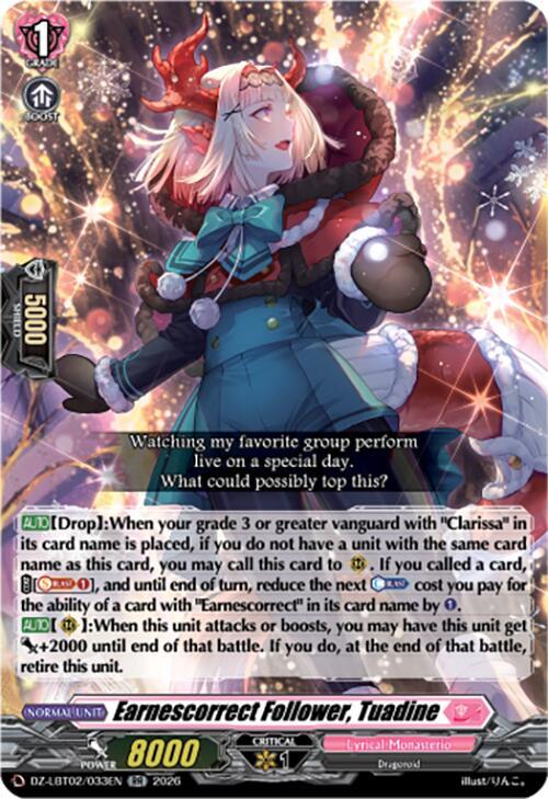 Cardfight Vanguard DZ-LBT02: Lyrical Monasterio Season of Wonders Earnescorrect Follower, Tuadine DZ-LBT02/033EN RR Near Mint