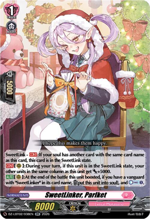 Cardfight Vanguard DZ-LBT02: Lyrical Monasterio Season of Wonders SweetLinker, Parlket DZ-LBT02/038EN RR Near Mint