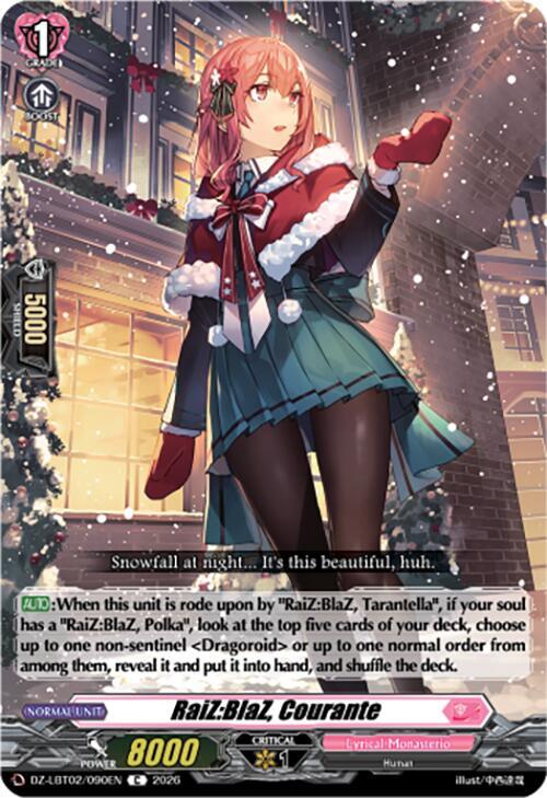 Cardfight Vanguard DZ-LBT02: Lyrical Monasterio Season of Wonders RaiZ:BlaZ, Courante DZ-LBT02/090EN C Near Mint