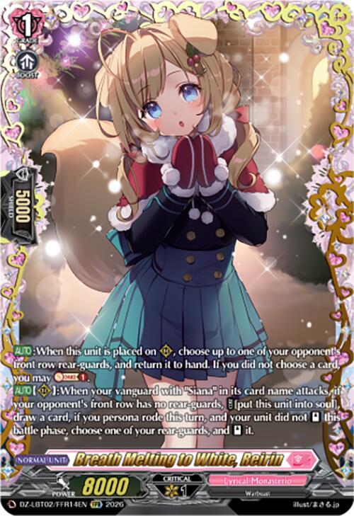 Cardfight Vanguard DZ-LBT02: Lyrical Monasterio Season of Wonders Breath Melting to White, Reirin (FFR) DZ-LBT02/FFR14EN Double Frame Rare Near Mint
