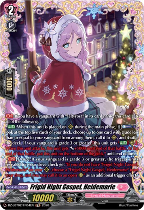 Cardfight Vanguard DZ-LBT02: Lyrical Monasterio Season of Wonders Frigid Night Gospel, Heidemarie (FR) DZ-LBT02/FR04EN Frame Rare Near Mint