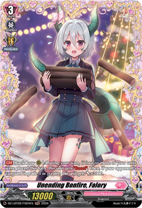 Cardfight Vanguard DZ-LBT02: Lyrical Monasterio Season of Wonders Unending Bonfire, Falory (FR) DZ-LBT02/FR24EN Frame Rare Near Mint