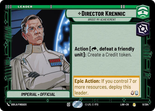 Star Wars: Unlimited A Lawless Time Director Krennic - Amidst My Achievement 8/264 Rare Near Mint