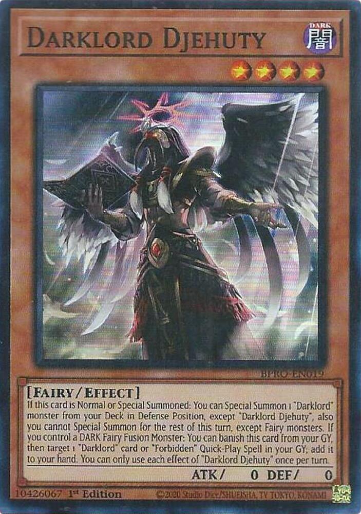 YuGiOh Burst Protocol Darklord Djehuty BPRO-EN019 Super Rare Near Mint 1st Edition