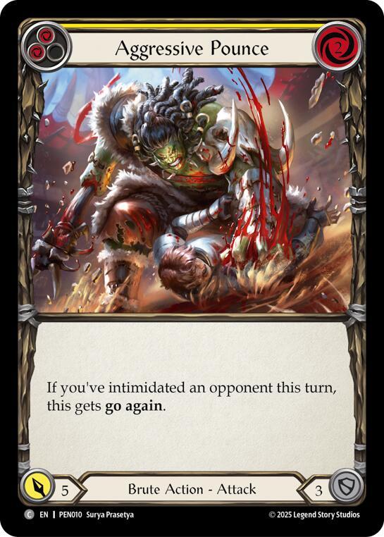 Flesh & Blood TCG Compendium of Rathe Aggressive Pounce (Yellow) PEN010 Common Near Mint