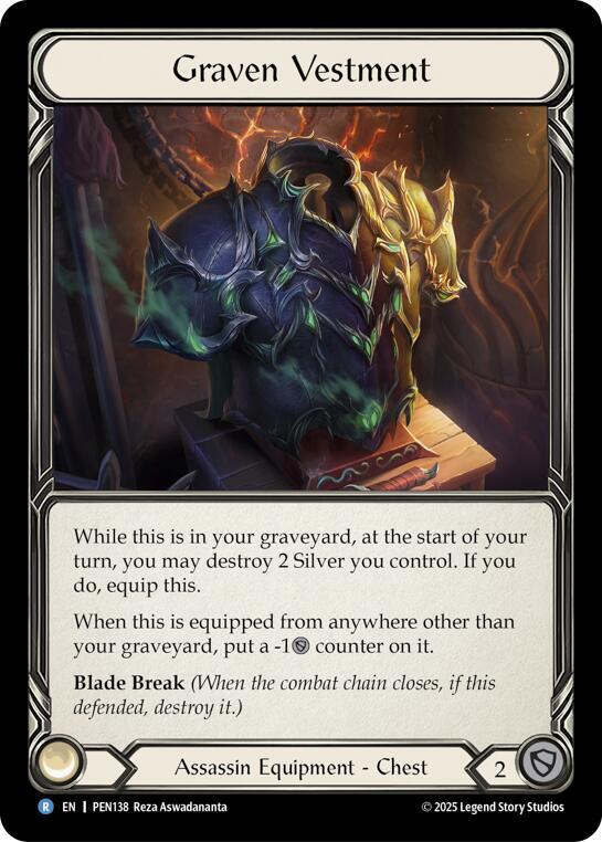 Flesh & Blood TCG Compendium of Rathe Graven Vestment PEN138 Rare Near Mint