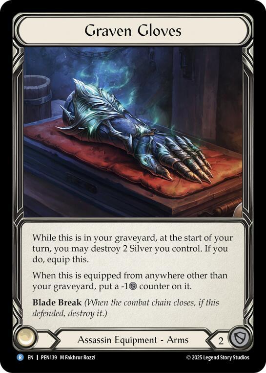 Flesh & Blood TCG Compendium of Rathe Graven Gloves PEN139 Rare Near Mint