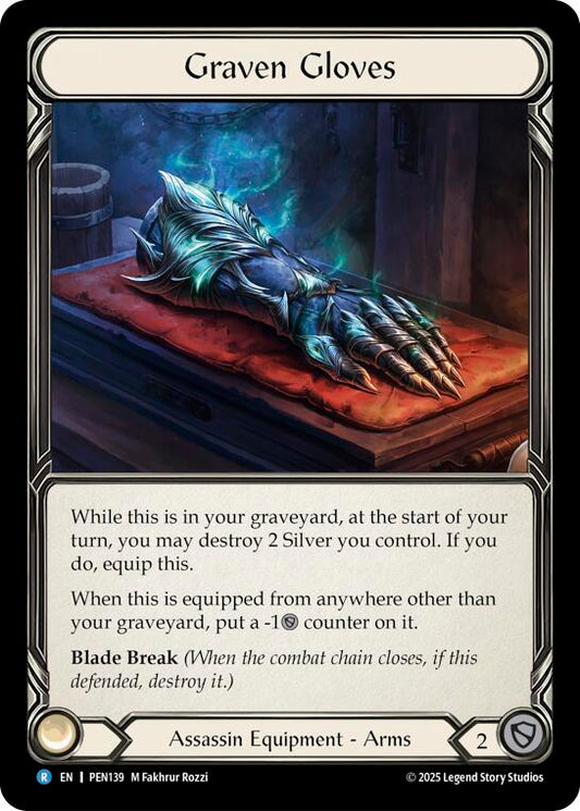 Flesh & Blood TCG Compendium of Rathe Graven Gloves PEN139 Rare Near Mint