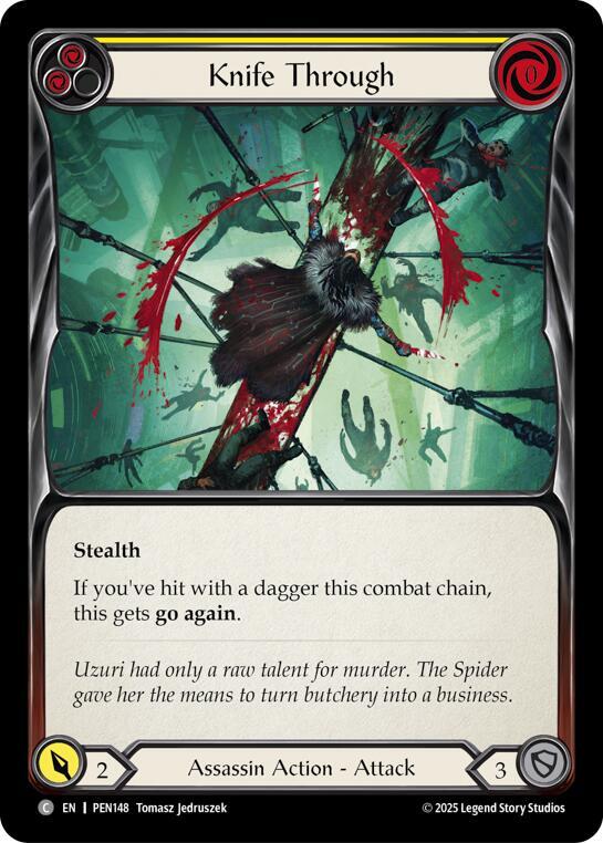 Flesh & Blood TCG Compendium of Rathe Knife Through (Yellow) PEN148 Common Near Mint