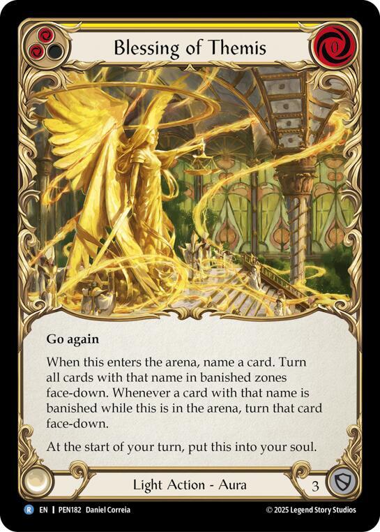 Flesh & Blood TCG Compendium of Rathe Blessing Of Themis (Yellow) PEN182 Rare Near Mint