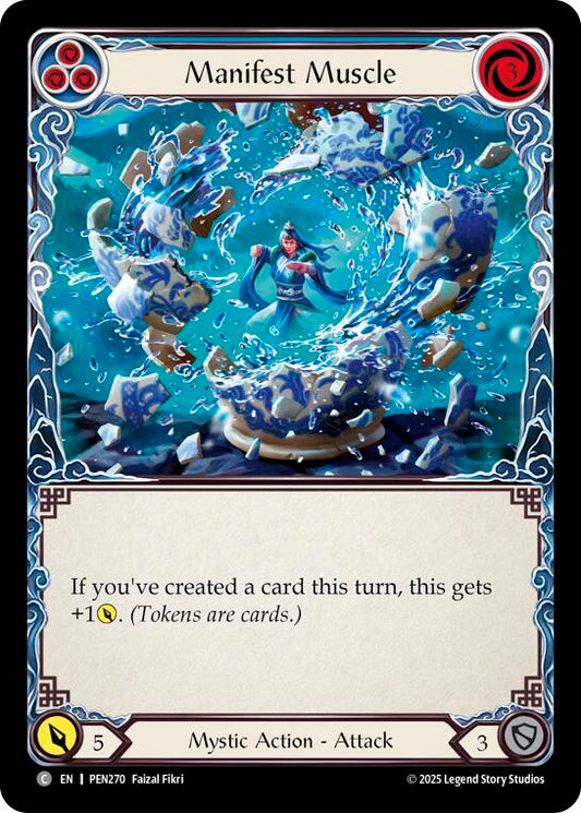 Flesh & Blood TCG Compendium of Rathe Manifest Muscle (Blue) PEN270 Common Near Mint
