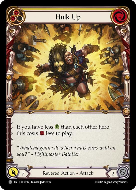 Flesh & Blood TCG Compendium of Rathe Hulk Up (Yellow) PEN292 Common Near Mint
