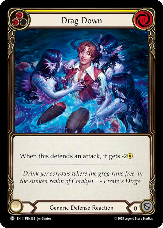 Flesh & Blood TCG Compendium of Rathe Drag Down (Yellow) PEN332 Common Near Mint Rainbow Foil