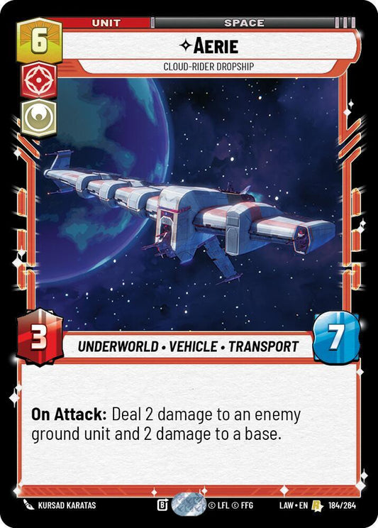 Star Wars: Unlimited A Lawless Time Aerie - Cloud-Rider Dropship 184/264 Rare Near Mint