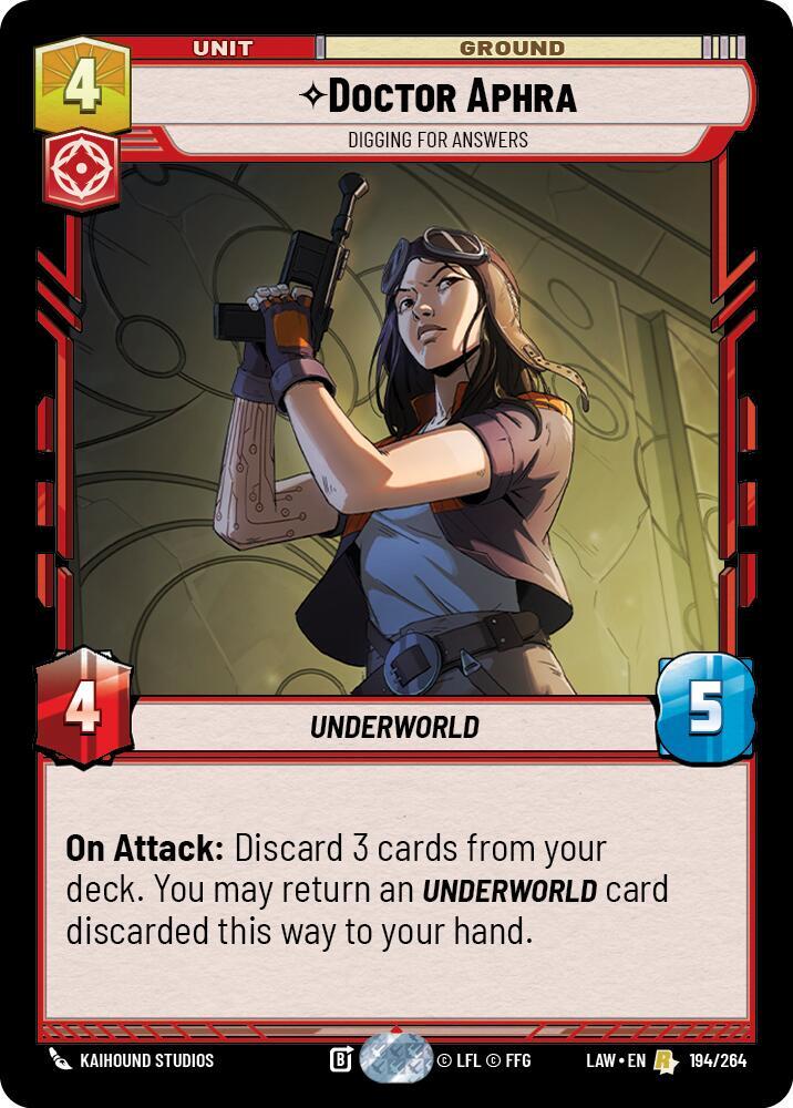 Star Wars: Unlimited A Lawless Time Doctor Aphra - Digging for Answers 194/264 Rare Near Mint