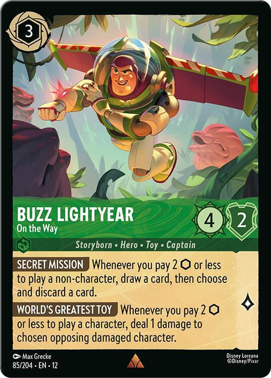 Disney Lorcana Wilds Unknown Buzz Lightyear - On the Way 85/204 Rare Near Mint Cold Foil