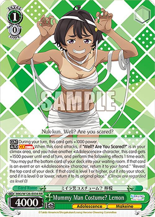 Weiss Schwarz Makeine: Too Many Losing Heroines! Mummy Man Costume? Lemon MKI/W126-E034 RR Double Rare Near Mint