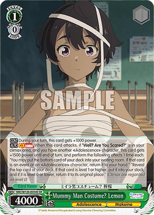 Weiss Schwarz Makeine: Too Many Losing Heroines! Mummy Man Costume? Lemon (SR) MKI/W126-E034S SR Super Rare Near Mint
