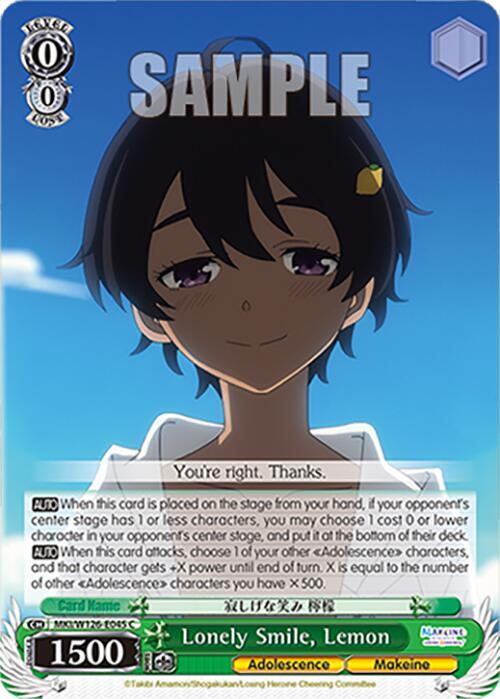 Weiss Schwarz Makeine: Too Many Losing Heroines! Lonely Smile, Lemon MKI/W126-E045 C Common Near Mint