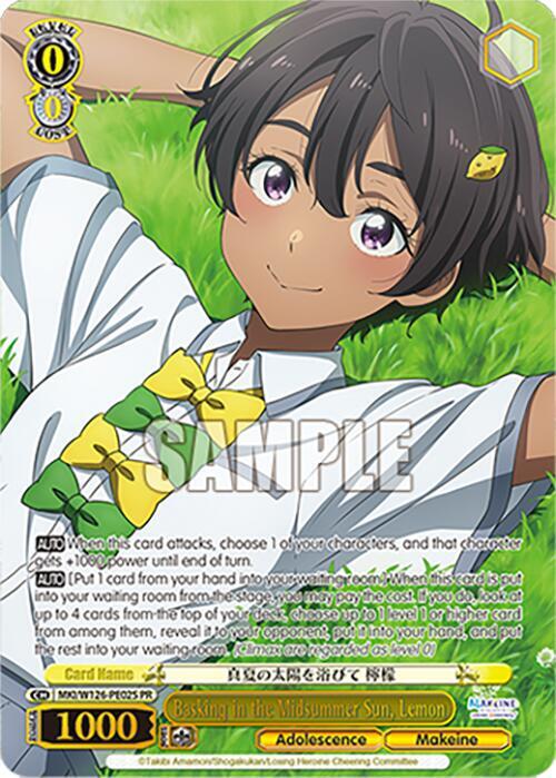 Weiss Schwarz Makeine: Too Many Losing Heroines! Basking in the Midsummer Sun, Lemon (PR) (Foil) MKI/W126-PE02S PR Promo Near Mint