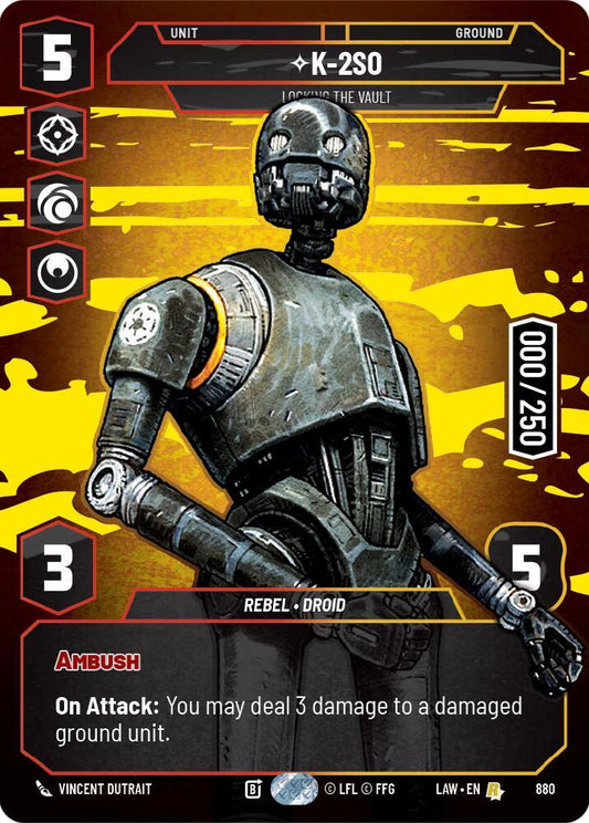 Star Wars: Unlimited A Lawless Time K-2S0 - Locking the Vault (Serialized) 880 Rare Near Mint Foil