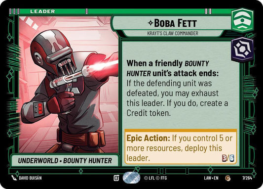 Star Wars: Unlimited A Lawless Time Boba Fett - Krayt's Claw Commander 7/264 Common Near Mint