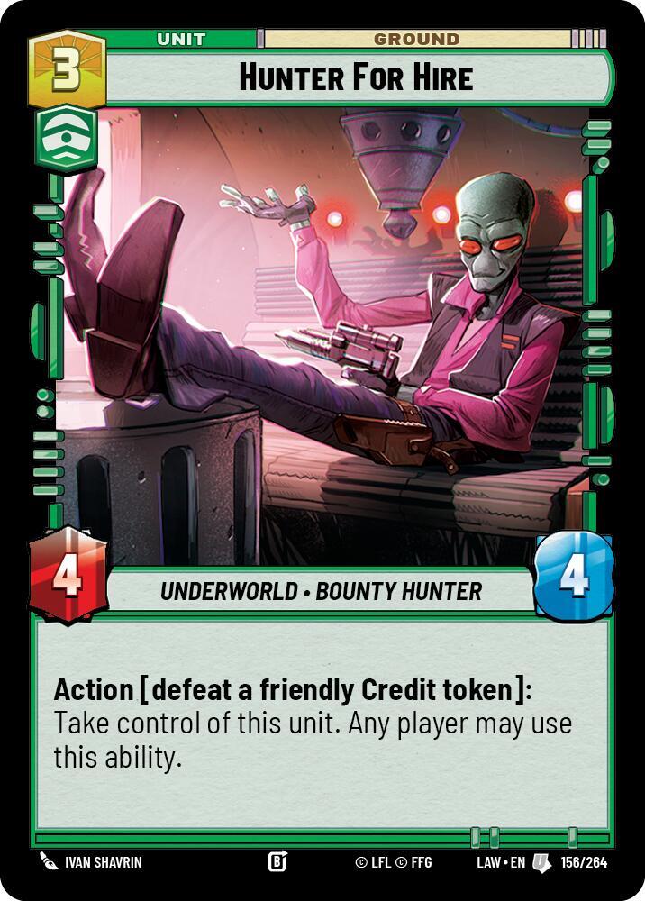 Star Wars: Unlimited A Lawless Time Hunter for Hire 156/264 Uncommon Near Mint