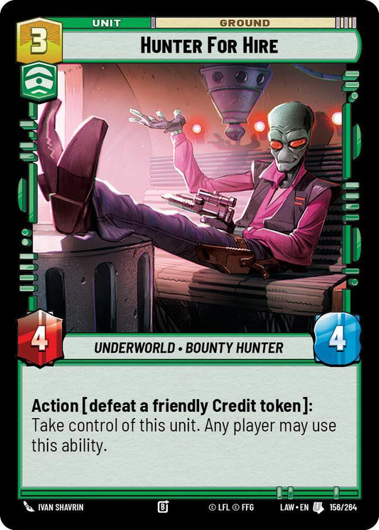 Star Wars: Unlimited A Lawless Time Hunter for Hire 156/264 Uncommon Near Mint