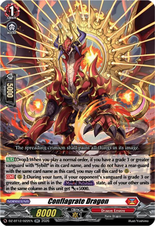 Cardfight Vanguard DZ-BT12: Chasm of Lost Souls Conflagrate Dragon DZ-BT12/022EN - RR Near Mint