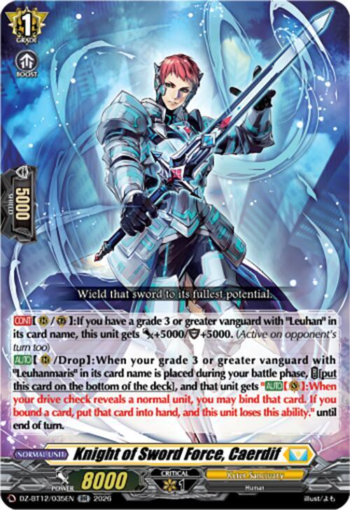 Cardfight Vanguard DZ-BT12: Chasm of Lost Souls Knight of Sword Force, Caerdif DZ-BT12/035EN - RR Near Mint