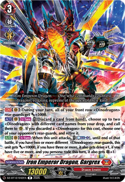 Cardfight Vanguard DZ-BT12: Chasm of Lost Souls Iron Emperor Dragon, Gargrex DZ-BT12/042EN - R Near Mint