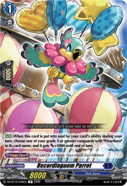 Cardfight Vanguard DZ-BT12: Chasm of Lost Souls Recordinguom Parrot DZ-BT12/048EN - R Near Mint