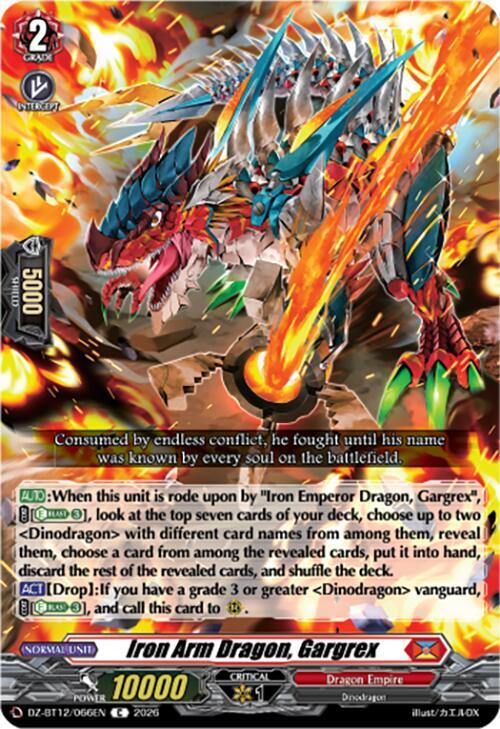 Cardfight Vanguard DZ-BT12: Chasm of Lost Souls Iron Arm Dragon, Gargrex DZ-BT12/066EN - C Near Mint