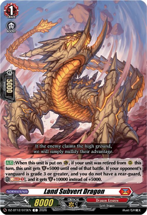 Cardfight Vanguard DZ-BT12: Chasm of Lost Souls Land Subvert Dragon DZ-BT12/073EN - C Near Mint