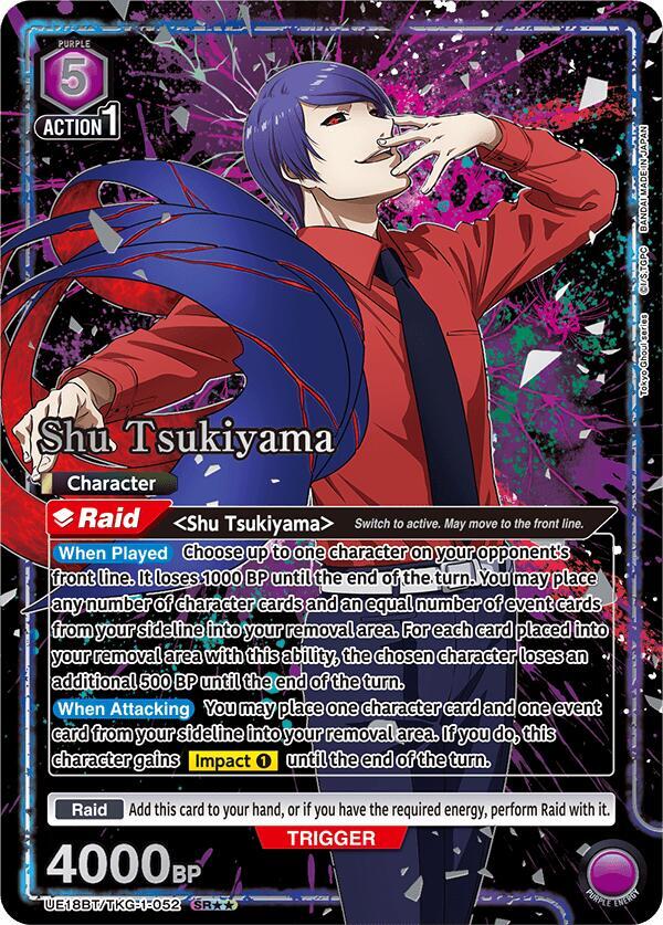 Union Arena UE18BT: Tokyo Ghoul Shu Tsukiyama (052) (SR**) UE18BT/TKG-1-052 Super Rare 2-Star Near Mint Foil