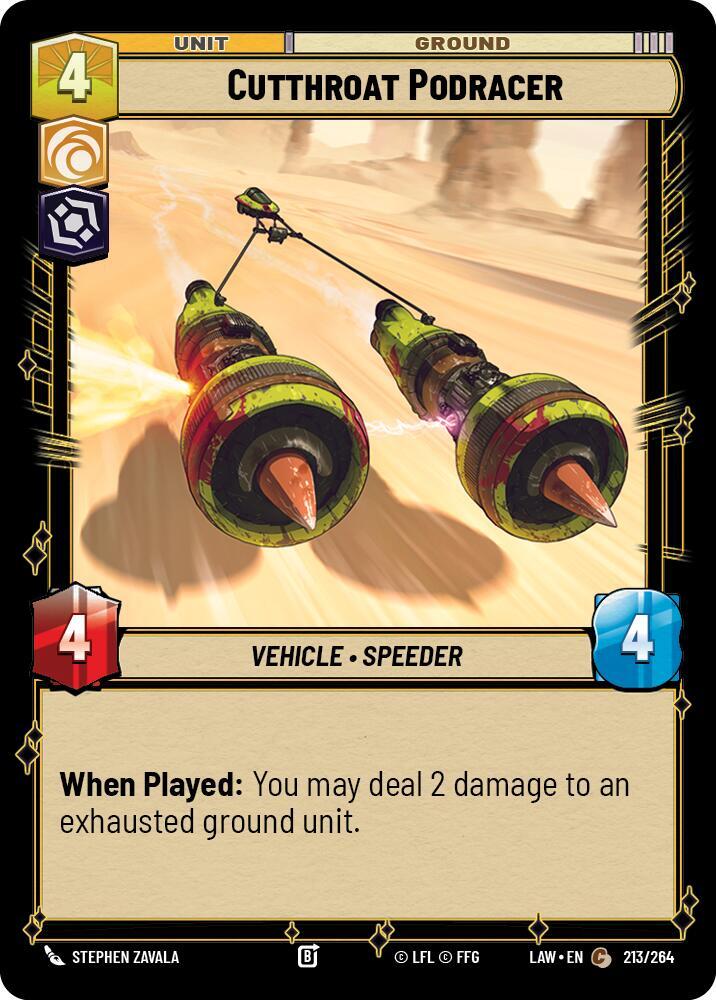 Star Wars: Unlimited A Lawless Time Cutthroat Podracer 213/264 Common Near Mint