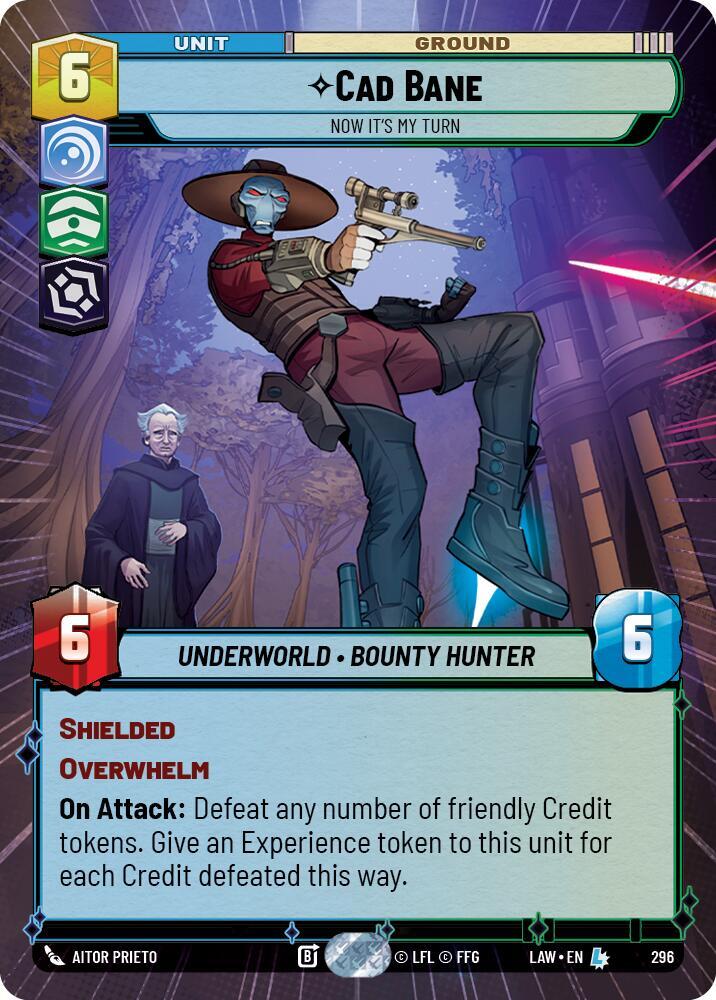 Star Wars: Unlimited A Lawless Time Cade Bane - Now It's My Turn (Hyperspace) 296 Legendary Near Mint